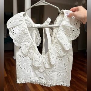 White Eyelet Lace Women's Top